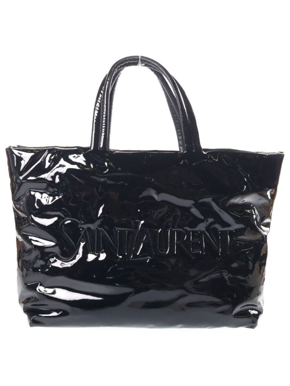 Saint Laurent Paris Logo Patent Maxi Tote Bag Black